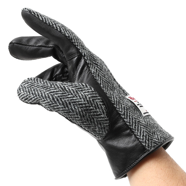  ハリスツイード(Harris Tweed) 手袋 メンズ 本革 レザー グレー グレイ 灰色 スマホ対応 シープスキン(羊革) グローブ KURODA(クロダ)