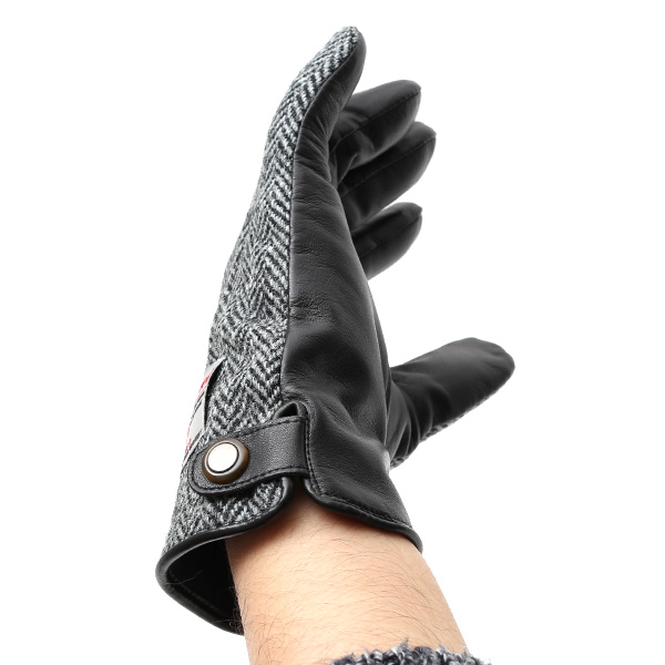 ハリスツイード(Harris Tweed) 手袋 メンズ 本革 レザー グレー グレイ 灰色 スマホ対応 シープスキン(羊革) グローブ KURODA(クロダ)