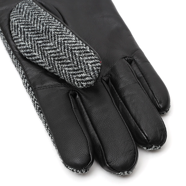  ハリスツイード(Harris Tweed) 手袋 メンズ 本革 レザー グレー グレイ 灰色 スマホ対応 シープスキン(羊革) グローブ KURODA(クロダ)