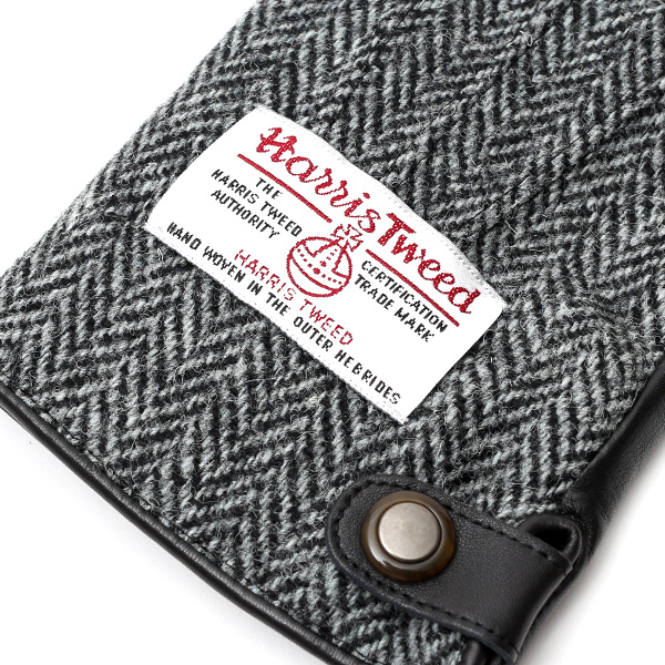  ハリスツイード(Harris Tweed) 手袋 メンズ 本革 レザー グレー グレイ 灰色 スマホ対応 シープスキン(羊革) グローブ KURODA(クロダ)