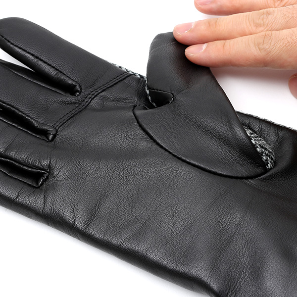  ハリスツイード(Harris Tweed) 手袋 メンズ 本革 レザー グレー グレイ 灰色 スマホ対応 シープスキン(羊革) グローブ KURODA(クロダ)