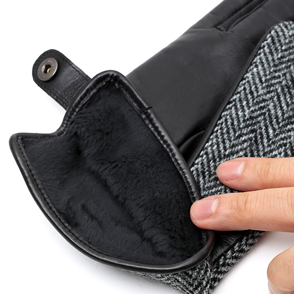  ハリスツイード(Harris Tweed) 手袋 メンズ 本革 レザー グレー グレイ 灰色 スマホ対応 シープスキン(羊革) グローブ KURODA(クロダ)