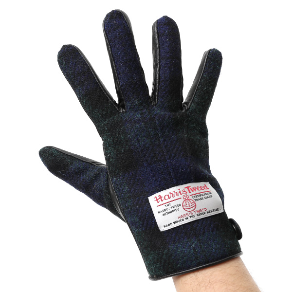  ハリスツイード(Harris Tweed) 手袋 メンズ 本革 レザー ブルー ネイビー 青色 スマホ対応 シープスキン(羊革) グローブ KURODA(クロダ)