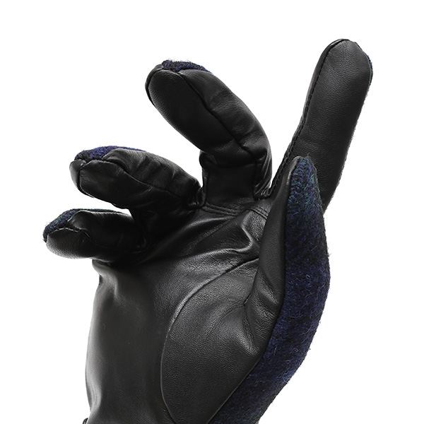  ハリスツイード(Harris Tweed) 手袋 メンズ 本革 レザー ブルー ネイビー 青色 スマホ対応 シープスキン(羊革) グローブ KURODA(クロダ)