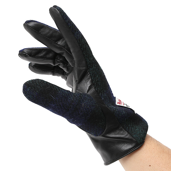  ハリスツイード(Harris Tweed) 手袋 メンズ 本革 レザー ブルー ネイビー 青色 スマホ対応 シープスキン(羊革) グローブ KURODA(クロダ)