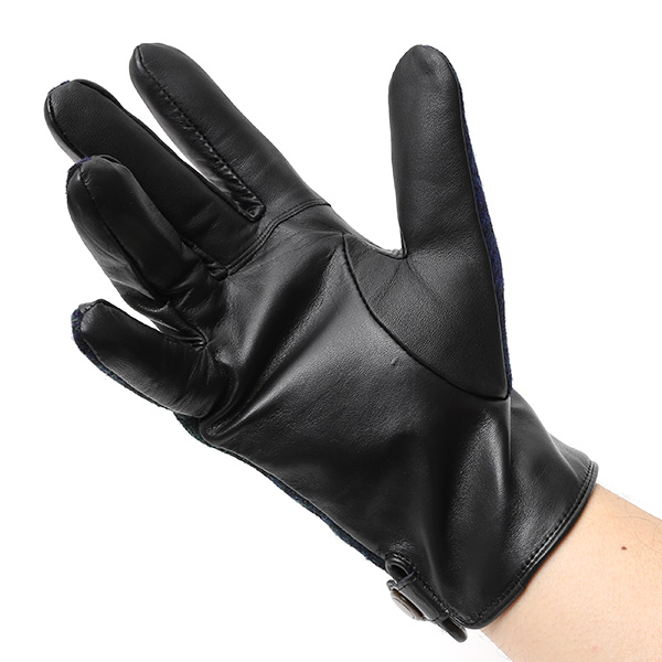  ハリスツイード(Harris Tweed) 手袋 メンズ 本革 レザー ブルー ネイビー 青色 スマホ対応 シープスキン(羊革) グローブ KURODA(クロダ)