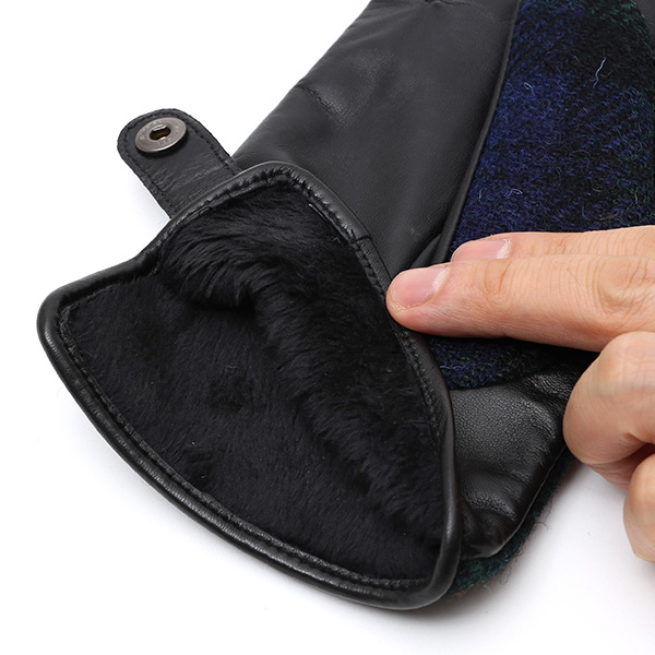  ハリスツイード(Harris Tweed) 手袋 メンズ 本革 レザー ブルー ネイビー 青色 スマホ対応 シープスキン(羊革) グローブ KURODA(クロダ)