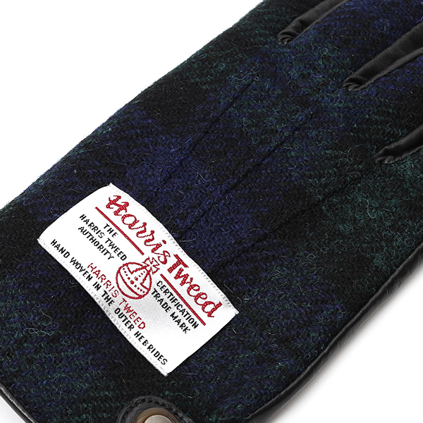 ハリスツイード(Harris Tweed) 手袋 メンズ 本革 レザー ブルー ネイビー 青色 スマホ対応 シープスキン(羊革) グローブ KURODA(クロダ)