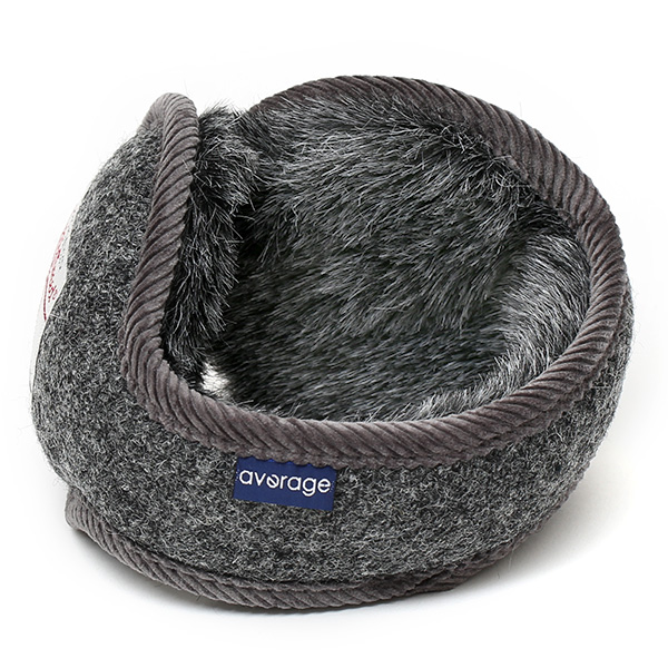  イヤーマフ イヤーマフラー メンズ 耳当て レディース 防寒 折りたたみ 通勤 通学 防風 耳あて 裏起毛 グレー グレイ 灰色 おしゃれ かわいい シンプル 無地 日本製 男女兼用 ブランド ハリスツイード(Harris Tweed)