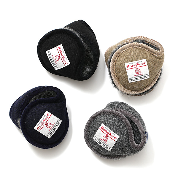  イヤーマフ イヤーマフラー メンズ 耳当て レディース 防寒 折りたたみ 通勤 通学 防風 耳あて 裏起毛 グレー グレイ 灰色 おしゃれ かわいい シンプル 無地 日本製 男女兼用 ブランド ハリスツイード(Harris Tweed)