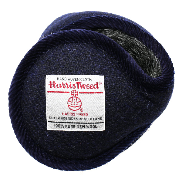 ハリスツイード(Harris Tweed) 無地 イヤーマフラー ネイビー