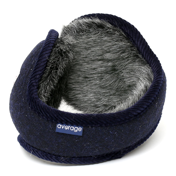  イヤーマフ イヤーマフラー メンズ 耳当て レディース 防寒 折りたたみ 通勤 通学 防風 耳あて 裏起毛 ブルー ネイビー 青色 おしゃれ かわいい シンプル 無地 日本製 男女兼用 ブランド ハリスツイード(Harris Tweed)