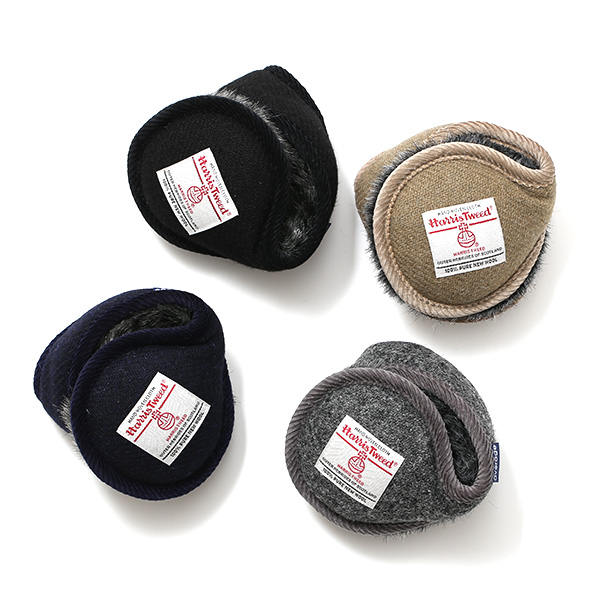  イヤーマフ イヤーマフラー メンズ 耳当て レディース 防寒 折りたたみ 通勤 通学 防風 耳あて 裏起毛 ブルー ネイビー 青色 おしゃれ かわいい シンプル 無地 日本製 男女兼用 ブランド ハリスツイード(Harris Tweed)