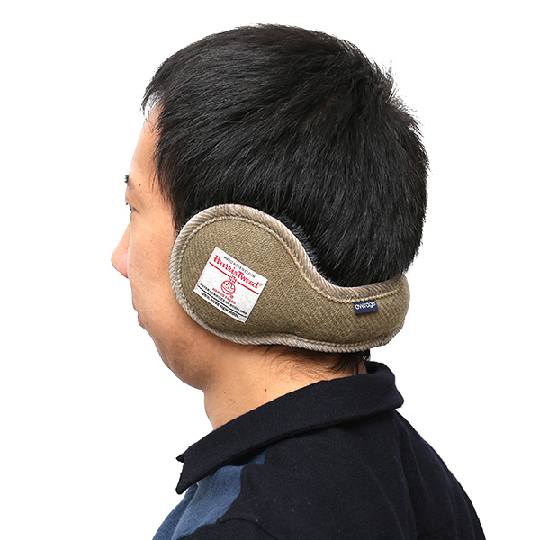  イヤーマフ イヤーマフラー メンズ 耳当て レディース 防寒 折りたたみ 通勤 通学 防風 耳あて 裏起毛 ベージュ 肌色 おしゃれ かわいい シンプル 無地 日本製 男女兼用 ブランド ハリスツイード(Harris Tweed)