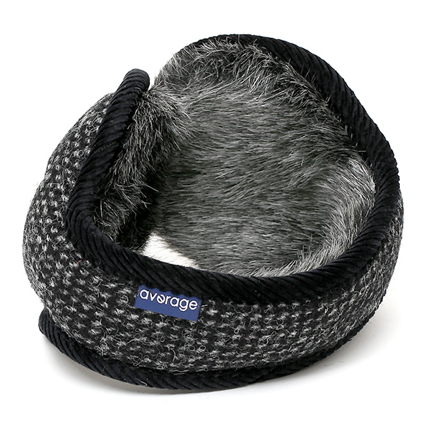  イヤーマフラー メンズ レディース 防寒 ブランド ハリスツイード かわいい おしゃれ チェック 柄 裏起毛 ブラック 黒 黒色 シンプル 耳あて イヤーウォーマー通勤 通学 男女兼用 国産 ハリスツイード(Harris Tweed)