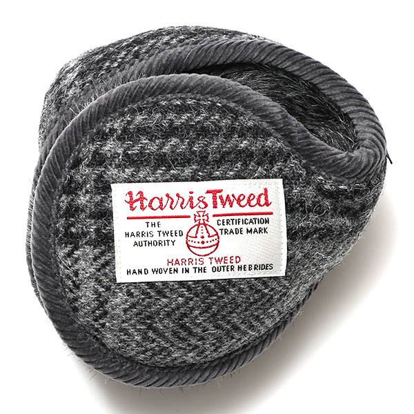 ハリスツイード(Harris Tweed) チェック柄 イヤーマフラー グレー/チェック