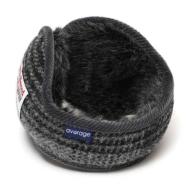  イヤーマフラー メンズ レディース 防寒 ブランド ハリスツイード かわいい おしゃれ チェック 柄 裏起毛 グレー グレイ 灰色 シンプル 耳あて イヤーウォーマー通勤 通学 男女兼用 国産 ハリスツイード(Harris Tweed)