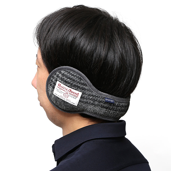  イヤーマフラー メンズ レディース 防寒 ブランド ハリスツイード かわいい おしゃれ チェック 柄 裏起毛 グレー グレイ 灰色 シンプル 耳あて イヤーウォーマー通勤 通学 男女兼用 国産 ハリスツイード(Harris Tweed)