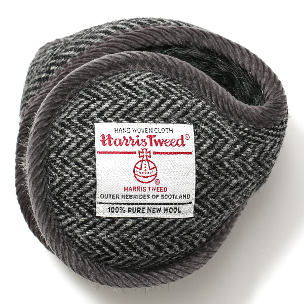 ハリスツイード(Harris Tweed) チェック柄 イヤーマフラー ヘリンボーン