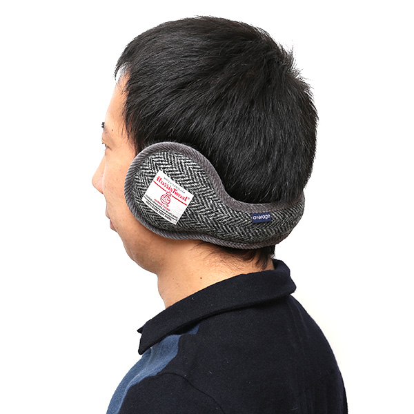  イヤーマフラー メンズ レディース 防寒 ブランド ハリスツイード かわいい おしゃれ チェック 柄 裏起毛 グレー グレイ 灰色 シンプル 耳あて イヤーウォーマー通勤 通学 男女兼用 国産 ハリスツイード(Harris Tweed)