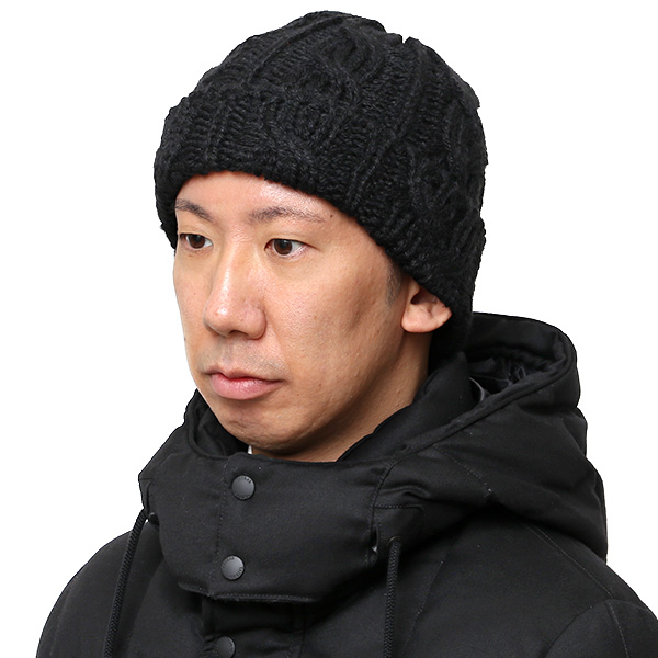  ハイランド2000 ニットキャップ アルパカ 80％ ニット帽 メンズ レディース ボブキャップ アランニット ケーブル編み 英国製 手織り ブラック 黒 黒色 スノーボード 防寒 ゴルフ 帽子 大きいサイズ イギリス製 HIGHLAND2000