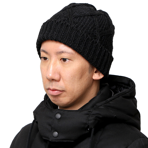  ハイランド2000 ニットキャップ アルパカ 80％ ニット帽 メンズ レディース ボブキャップ アランニット ケーブル編み 英国製 手織り ブラック 黒 黒色 スノーボード 防寒 ゴルフ 帽子 大きいサイズ イギリス製 HIGHLAND2000