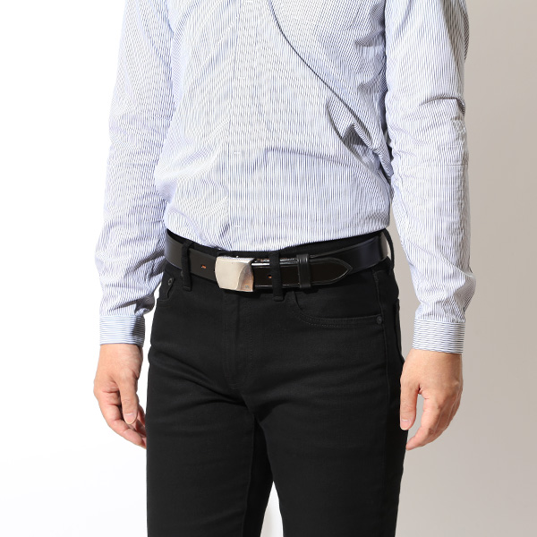  バックルベルト 本革 UKサドルレザー 35mm ブライドルレザー イギリス ベイカー社 真鍮バックル 銀 ブラック 黒 黒色 レザーベルト 太め 本革ベルト 化粧箱 ギフト プレゼント 男性 日本製 ブランド Cr-1005 池之端銀革店