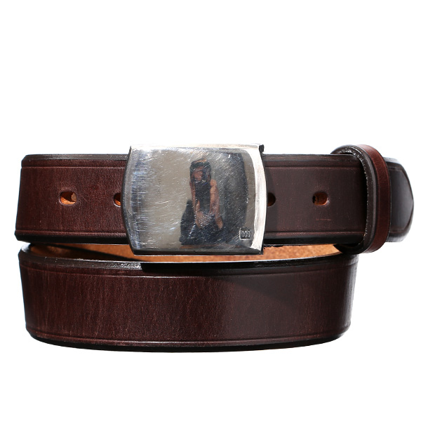 池之端銀革店 UKサドルレザー ボックスバックルベルト 35mm ブラウン