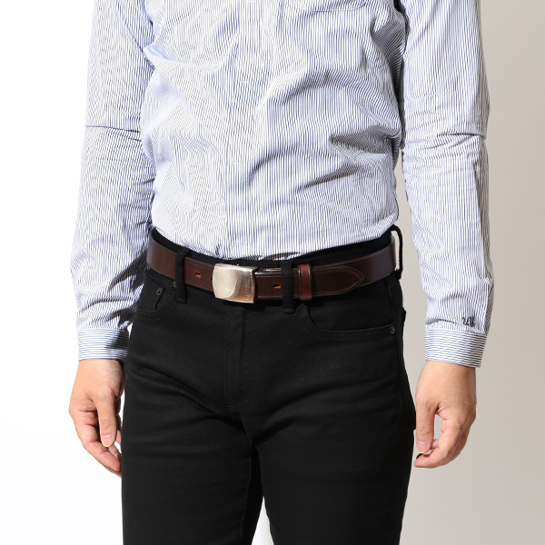  バックルベルト 本革 UKサドルレザー 35mm ブライドルレザー イギリス ベイカー社 真鍮バックル 銀 ブラウン 茶 茶色 レザーベルト 太め 本革ベルト 化粧箱 ギフト プレゼント 男性 日本製 ブランド Cr-1005 池之端銀革店