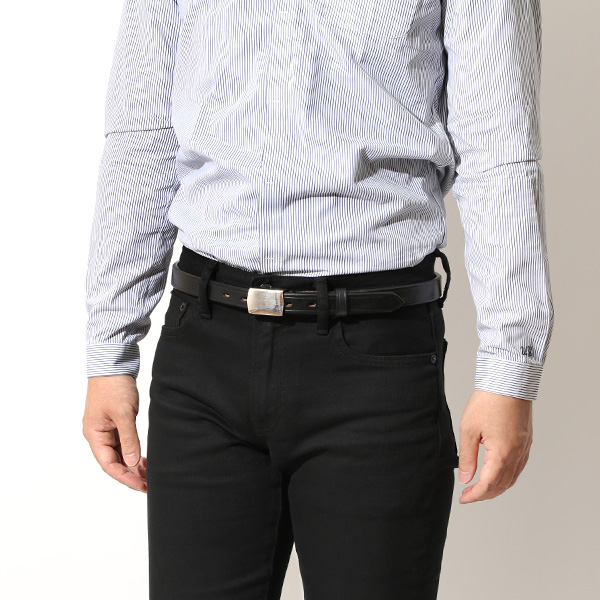  バックルベルト 本革 UKサドルレザー 25mm ブライドルレザー イギリス ベイカー社 真鍮バックル 銀 ブラック 黒 黒色 レザーベルト 細め 本革ベルト 化粧箱 ギフト プレゼント 男性 日本製 ブランド Cr-1005N 池之端銀革店