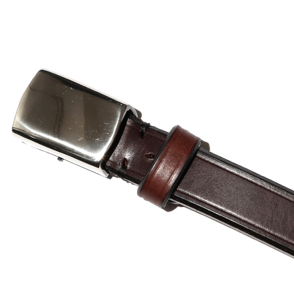  バックルベルト 本革 UKサドルレザー 25mm ブライドルレザー イギリス ベイカー社 真鍮バックル 銀 ブラウン 茶 茶色 レザーベルト 細め 本革ベルト 化粧箱 ギフト プレゼント 男性 日本製 ブランド Cr-1005N 池之端銀革店