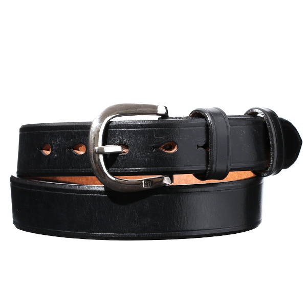 池之端銀革店 UKサドルレザー 馬蹄バックルベルト 32mm ブラック