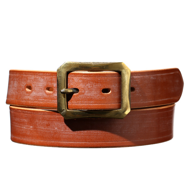 池之端銀革店 ブライドルレザー 八角バックル ベルト 32mm ブラウン