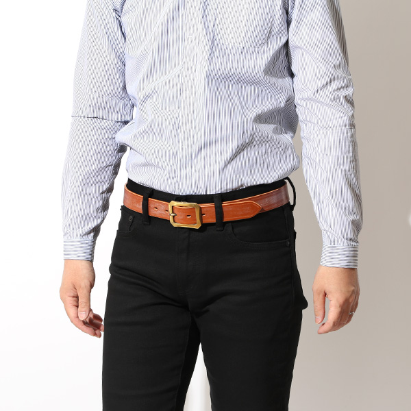  ブライドルレザー ベルト ブランド 革 メンズ バックルベルト 真鍮 スクエア ゴールド 本革 おしゃれ ブラウン 茶 茶色 日本製 32mm ベルト カジュアル 人気 おすすめ プレゼント イギリス レザー Cr-218 池之端銀革店