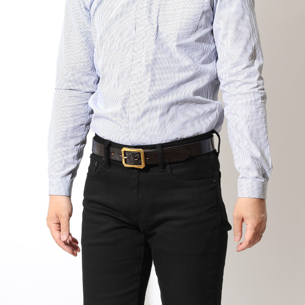 ブライドルレザー ベルト ブランド 革 メンズ バックルベルト 真鍮 スクエア ゴールド 本革 おしゃれ ダークブラウン ブラウン 茶 茶色 日本製 32mm ベルト カジュアル 人気 おすすめ プレゼント イギリス レザー Cr-218 池之端銀革店