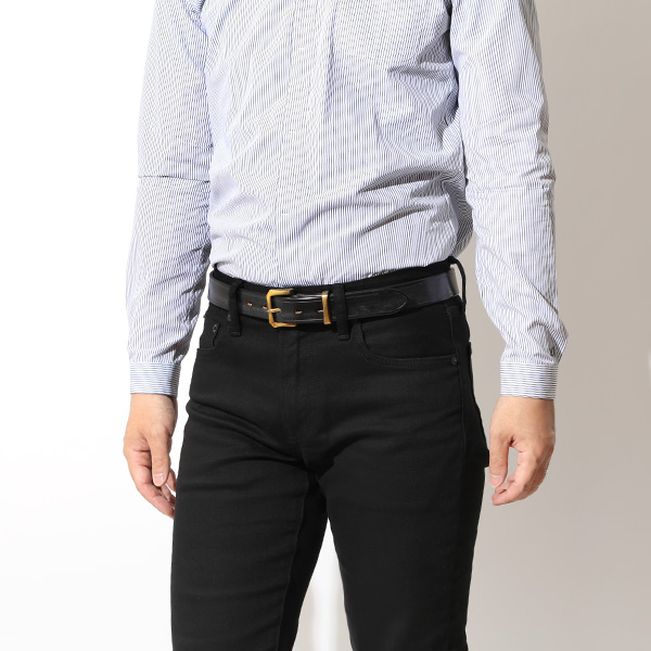 ブライドルレザー ベルト メンズ カジュアル 革 日本製 32mm 職人 手作り イギリス おしゃれ かっこいい ブラック 黒 黒色 バックル 真鍮 ビジネス ベルト ビジカジ プレゼント 上品 高級感 ギフト ブランド Cr-217 池之端銀革店