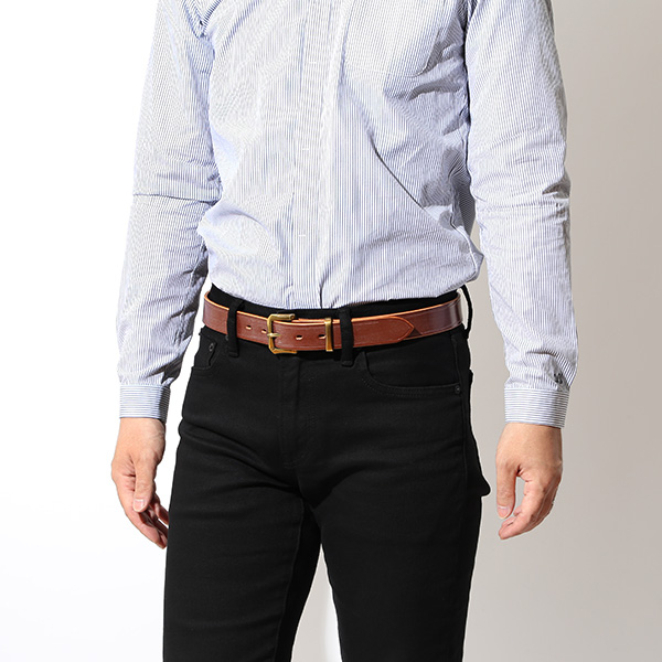 ブライドルレザー ベルト メンズ カジュアル 革 日本製 32mm 職人 手作り イギリス おしゃれ かっこいい ブラウン 茶 茶色 バックル 真鍮 ビジネス ベルト ビジカジ プレゼント 上品 高級感 ギフト ブランド Cr-217 池之端銀革店