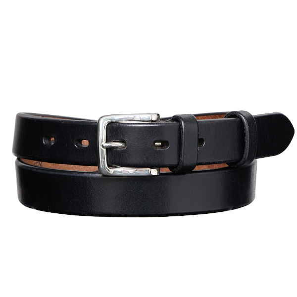 池之端銀革店 UKサドルレザースペシャルベルト 銀製スクエア型バックル 28mm ブラック