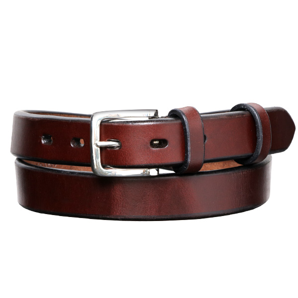 池之端銀革店 UKサドルレザースペシャルベルト 銀製スクエア型バックル 28mm ブラウン