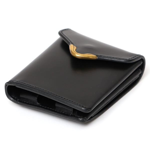  池之端銀革店 UKブライドルレザー ミニ財布 日本製 本革 メンズ 財布 ブラック 黒 黒色 Cramp フロント金具 ギャルソンスリムウォレット 小さい 二つ折り 三つ折り コンパクト 真鍮 小銭入れあり 小型 国産 ブランド 化粧箱あり 男性 プレゼント