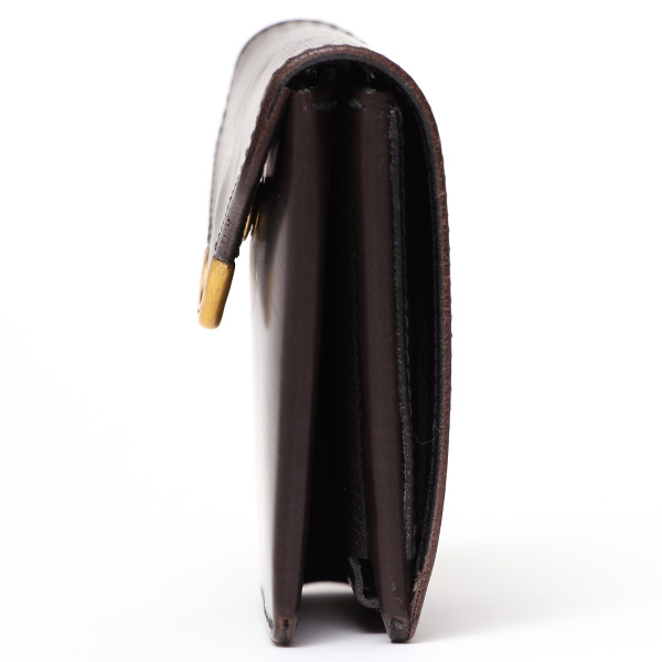  池之端銀革店 UKブライドルレザー ミニ財布 日本製 本革 メンズ 財布 チョコ ブラウン 茶 茶色 Cramp フロント金具 ギャルソンスリムウォレット 小さい 二つ折り 三つ折り コンパクト 真鍮 小銭入れあり 小型 国産 ブランド 化粧箱あり 男性 プレゼント