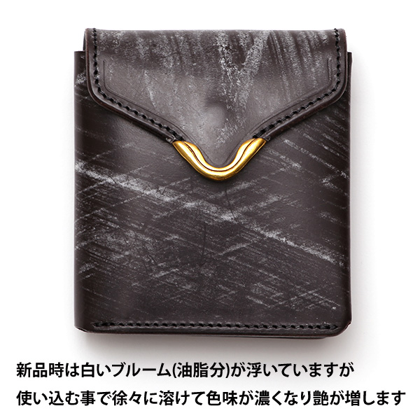  池之端銀革店 UKブライドルレザー ミニ財布 日本製 本革 メンズ 財布 チョコ ブラウン 茶 茶色 Cramp フロント金具 ギャルソンスリムウォレット 小さい 二つ折り 三つ折り コンパクト 真鍮 小銭入れあり 小型 国産 ブランド 化粧箱あり 男性 プレゼント