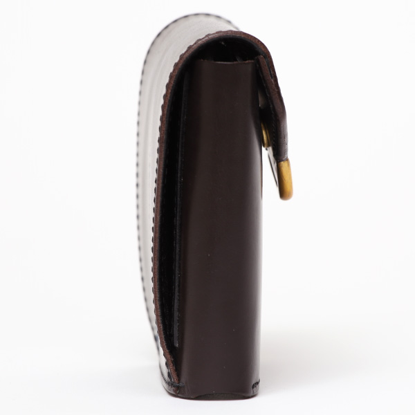  池之端銀革店 UKブライドルレザー ミニ財布 日本製 本革 メンズ 財布 チョコ ブラウン 茶 茶色 Cramp フロント金具 ギャルソンスリムウォレット 小さい 二つ折り 三つ折り コンパクト 真鍮 小銭入れあり 小型 国産 ブランド 化粧箱あり 男性 プレゼント