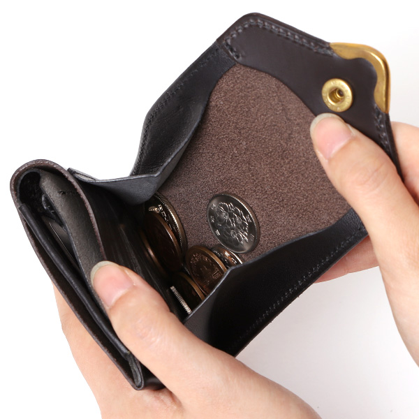  池之端銀革店 UKブライドルレザー ミニ財布 日本製 本革 メンズ 財布 チョコ ブラウン 茶 茶色 Cramp フロント金具 ギャルソンスリムウォレット 小さい 二つ折り 三つ折り コンパクト 真鍮 小銭入れあり 小型 国産 ブランド 化粧箱あり 男性 プレゼント