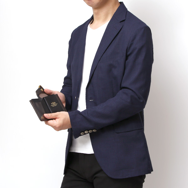  池之端銀革店 UKブライドルレザー ミニ財布 日本製 本革 メンズ 財布 チョコ ブラウン 茶 茶色 Cramp フロント金具 ギャルソンスリムウォレット 小さい 二つ折り 三つ折り コンパクト 真鍮 小銭入れあり 小型 国産 ブランド 化粧箱あり 男性 プレゼント