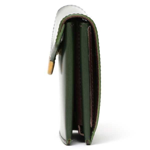  池之端銀革店 UKブライドルレザー ミニ財布 日本製 本革 メンズ 財布 グリーン 緑色 Cramp フロント金具 ギャルソンスリムウォレット 小さい 二つ折り 三つ折り コンパクト 真鍮 小銭入れあり 小型 国産 ブランド 化粧箱あり 男性 プレゼント