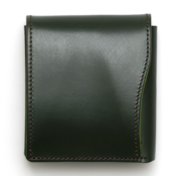  池之端銀革店 UKブライドルレザー ミニ財布 日本製 本革 メンズ 財布 グリーン 緑色 Cramp フロント金具 ギャルソンスリムウォレット 小さい 二つ折り 三つ折り コンパクト 真鍮 小銭入れあり 小型 国産 ブランド 化粧箱あり 男性 プレゼント