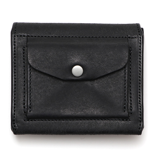  池之端銀革店 財布 プエブロ レザー スリムウォレット 二つ折り 本革 お財布 小さめ 小銭入れ ミニ財布 ブラック 黒 黒色 シンプル 牛革 束入れ 札入れ 皮 ブランド ギフト メンズ レディース 日本製 Cramp(クランプ) Cr-602