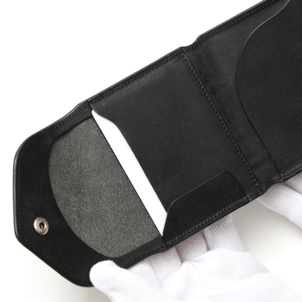  池之端銀革店 財布 プエブロ レザー スリムウォレット 二つ折り 本革 お財布 小さめ 小銭入れ ミニ財布 ブラック 黒 黒色 シンプル 牛革 束入れ 札入れ 皮 ブランド ギフト メンズ レディース 日本製 Cramp(クランプ) Cr-602