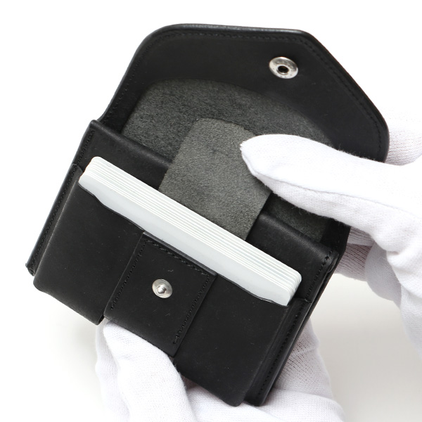  池之端銀革店 財布 プエブロ レザー スリムウォレット 二つ折り 本革 お財布 小さめ 小銭入れ ミニ財布 ブラック 黒 黒色 シンプル 牛革 束入れ 札入れ 皮 ブランド ギフト メンズ レディース 日本製 Cramp(クランプ) Cr-602